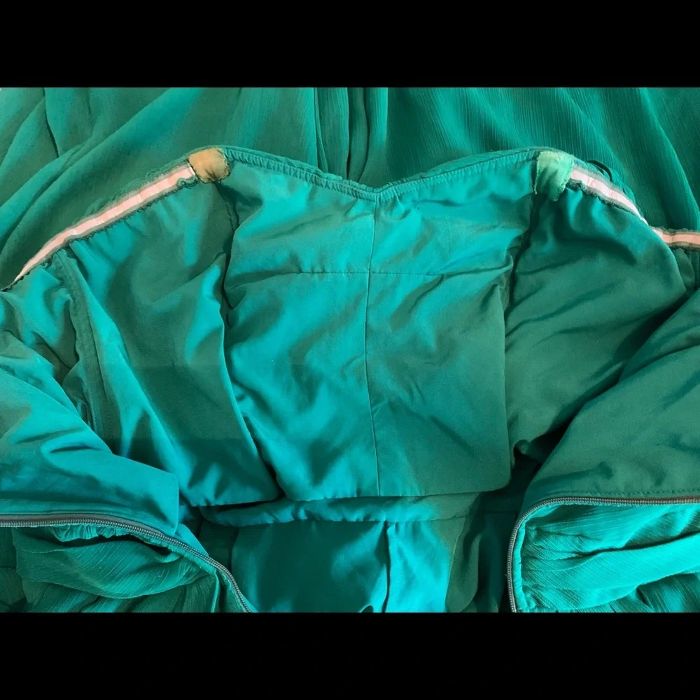 ✨ Badgley Mischka 10 Emerald Goddess Strapless Pleated Cocktail Dress | - Picture 5 of 7